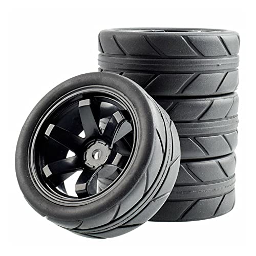 Szwaldaper 4-teiliges Gummireifen-ABS-Rad, for HSP, for HPI, 1:10 On-Road Car RC 701-6087 RC-Autoreifen(701-6087) von Szwaldaper