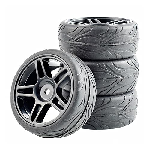 Szwaldaper 4-teiliges Gummireifen-ABS-Rad, for HSP, for HPI, 1:10 On-Road Car RC 905-6084 RC-Autoreifen(905B-6084) von Szwaldaper