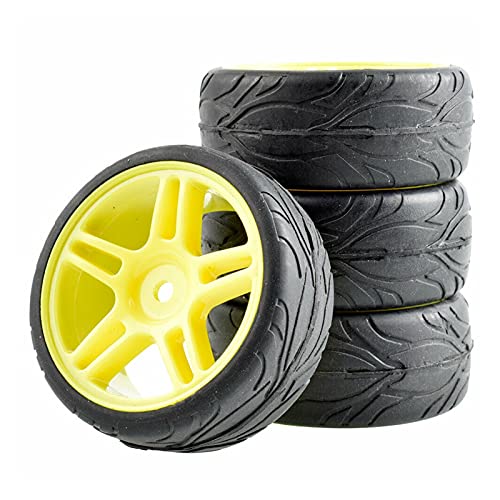 Szwaldaper 4-teiliges Gummireifen-ABS-Rad, for HSP, for HPI, 1:10 On-Road Car RC 905-6084 RC-Autoreifen(905Y-6084) von Szwaldaper