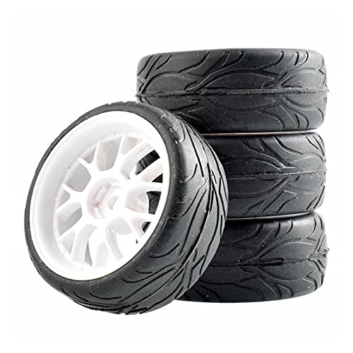 Szwaldaper 4-teiliges Gummireifen-ABS-Rad, for HSP, for HPI, 1:10 On-Road Car RC 907-6084 RC-Autoreifen(907W-6084) von Szwaldaper