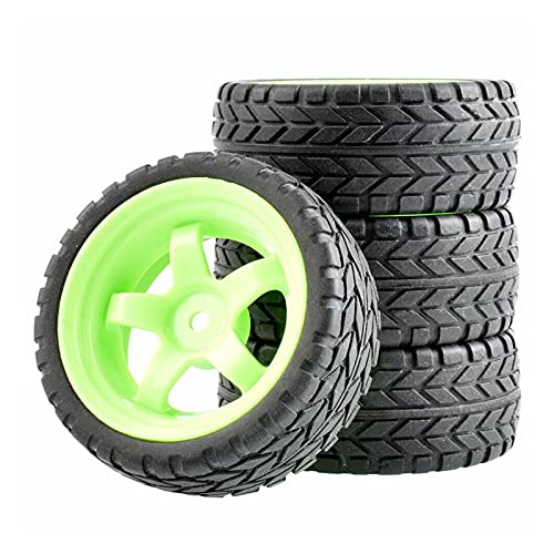 Szwaldaper 4-teiliges Gummireifen-ABS-Rad, for HSP, for HPI, 1:10 On-Road Car Racing RC 6030-6017 RC-Autoreifen(Green Wheel) von Szwaldaper