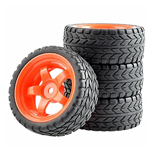 Szwaldaper 4-teiliges Gummireifen-ABS-Rad, for HSP, for HPI, 1:10 On-Road Car Racing RC 6030-6017 RC-Autoreifen(Red Wheel) von Szwaldaper