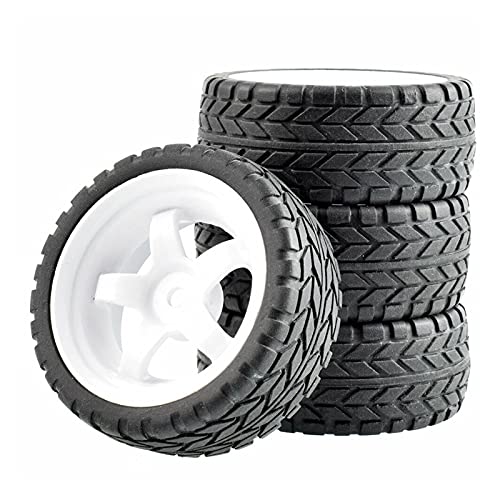 Szwaldaper 4-teiliges Gummireifen-ABS-Rad, for HSP, for HPI, 1:10 On-Road Car Racing RC 6030-6017 RC-Autoreifen(White Wheel) von Szwaldaper