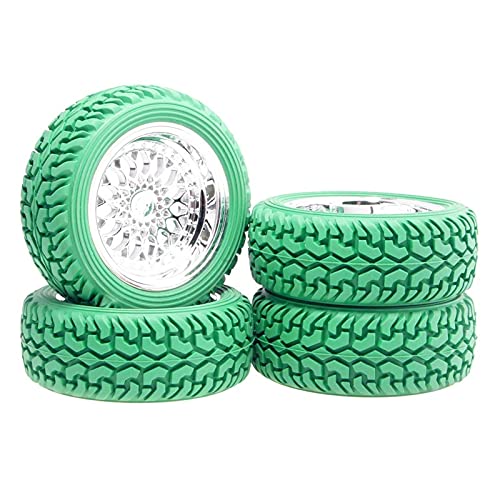 Szwaldaper Beschichtung ABS-Rad Rallye-Reifen Offset 6mm, for HSP, 1:10 On-Road Rally Car RC 2084-8019 RC-Autoreifen(Green) von Szwaldaper