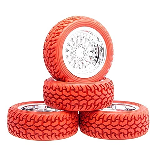 Szwaldaper Beschichtung ABS-Rad Rallye-Reifen Offset 6mm, for HSP, 1:10 On-Road Rally Car RC 2084-8019 RC-Autoreifen(Red) von Szwaldaper