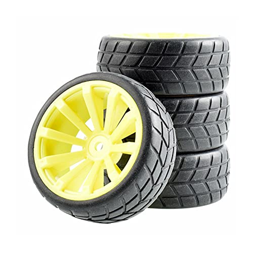 Szwaldaper Flache Rennreifen-Felgen, for HSP, for HPI, 1:10 On-Road Car RC 601-6083 Offset 6mm RC-Autoreifen(Yellow Wheel) von Szwaldaper
