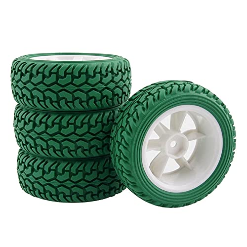 Szwaldaper Gummireifen-Felgen, for HSP, for HPI, 1/10 On-Road-Rallye-Auto RC 702-8019 RC-Autoreifen(Green Tires) von Szwaldaper