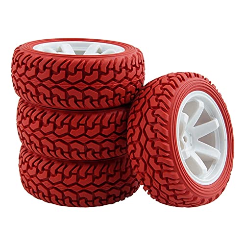 Szwaldaper Gummireifen-Felgen, for HSP, for HPI, 1/10 On-Road-Rallye-Auto RC 702-8019 RC-Autoreifen(Red Tires) von Szwaldaper