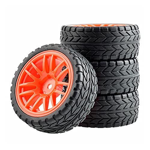 Szwaldaper Gummireifen-Radsätze, for HSP, for HPI, 1:10 On-Road Car Racing RC 9062-6017 RC-Autoreifen(Red Wheel) von Szwaldaper