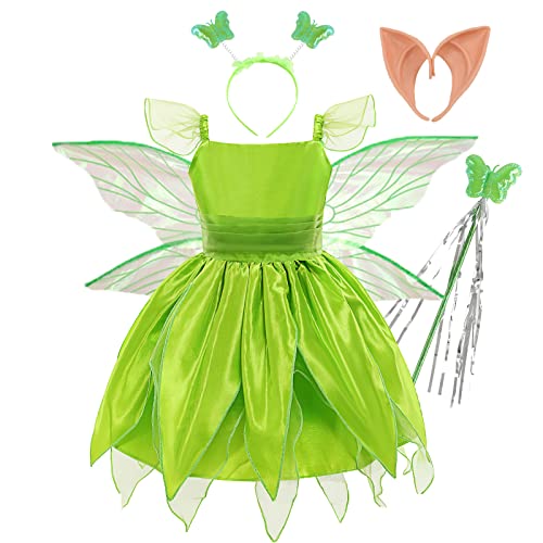 Szytypyl Tinkerbell Kostüm für Mädchen, Halloween, Geburtstag, Party, Feenkleid mit Ohren und Flügeln von Kobold Szytypyl Tinkerbell Kostüm für Mädchen, Halloween, Geburtstag, Party, Feenkleid mit Ohren und Flügeln von Kobold von Szytypyl