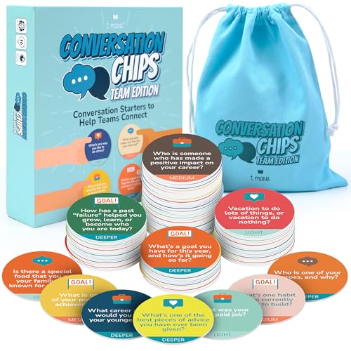T MARIE Conversation Chips Team Building Game - Lustiger Eisbrecher für die Arbeit - Gesprächsstarter und Teambuilding-Aktivität - 200 Aufforderungen zur Förderung der Team-Bindung und zum von T MARIE