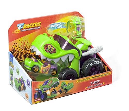 T- Racers Mega Wheels T-Rex – Vehicle Launcher with 1 Exclusive Driver and 1 Exclusive Vehicle. Compatible with Other T-Racer Cars von T-Racers