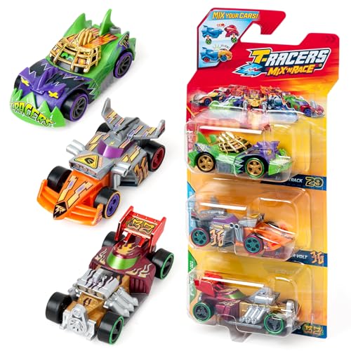T-Racers Mix'N Race 3er Pack - Sammelautos, Jedes Auto teilbar in 2 Teile mit austauschbaren Teilen und Rädern, Pack 6/12 T-Racers Mix'N Race 3er Pack - Sammelautos, Jedes Auto teilbar in 2 Teile mit austauschbaren Teilen und Rädern, Pack 6/12 von T-Racers