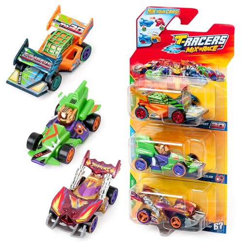 T-Racers Mix´N Race 3 Pack Sammelautos, zweiteilig zerlegbar und mit austauschbaren Teilen, Packung mit 4 Stück T-Racers Mix´N Race 3 Pack Sammelautos, zweiteilig zerlegbar und mit austauschbaren Teilen, Packung mit 4 Stück von T-Racers