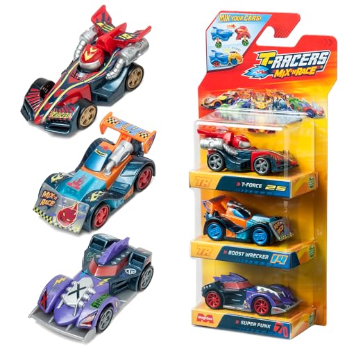 T-Racers Mix ´N Race 3er Pack - 3er Pack Sammelautos Jedes Auto kann mit austauschbaren Teilen und Rädern in Zwei Teile geteilt Werden Pack 4/4 von T-Racers