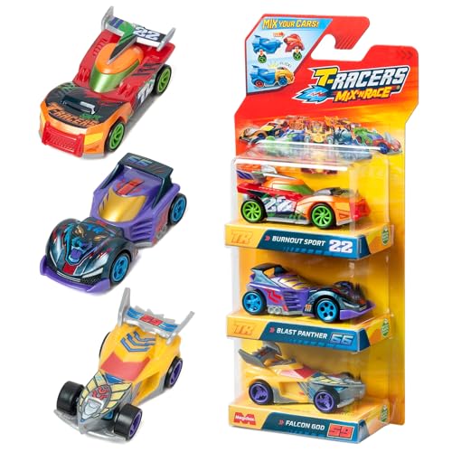 T-Racers Mix ´N Race 3er Pack - 3er Pack Sammelautos Jedes Auto kann mit austauschbaren Teilen und Rädern in Zwei Teile geteilt Werden Pack 2/4 von T-Racers