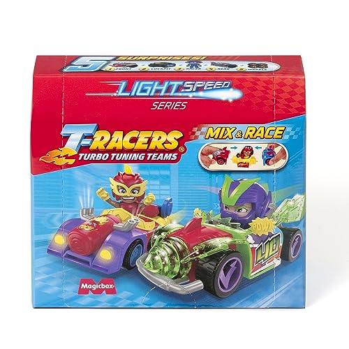 T-Racers Serie Light Speed – Auto und Pilot Überraschung Sammlerstück, teilmontierbar und mit austauschbaren Teilen von T-Racers
