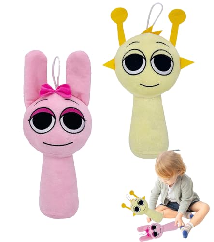 T TAKONE 2er Set Sprunki Kuscheltier, Sprunki Plüsch Spielzeug, Kuscheltier Geschenk für Jungen und Mädchen (Gelb，Rosa) von T TAKONE