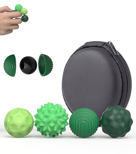 T TAKONE 4 Stück Anti-Stress Magnetkugeln – Hochwertige Silikon Kugeln mit Sanften Magneten, Tragbares Fidget Toy für Büro & Reisen, Stressabbau (Grün) von T TAKONE