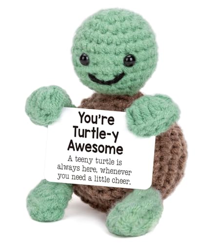 TAKONE Positive Schildkröte – Gehäkelte Glücksbringer Aus Garn, Handgemachte Glücksschildkröte Als Geschenk Für Gute Besserung, Mut & Freundschaft von T TAKONE