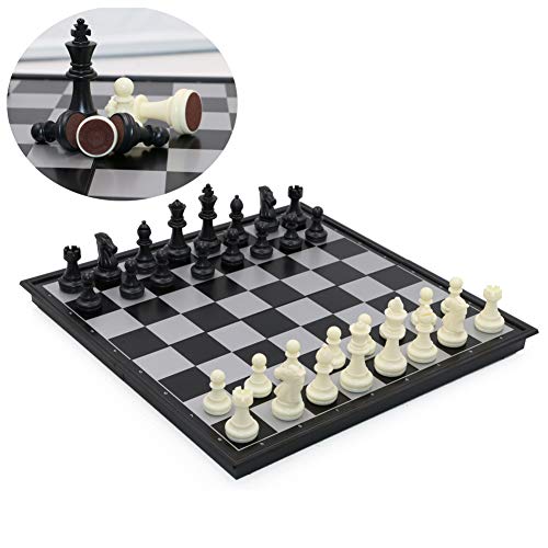 T Tocas groß Schachspiel Magnetischem Einklappbar Schachbrett Schach für Kinder, Anfänger und Erwachsene, Schach-Brettspiel und Wasserdichtes Schachbrett (Schwarz& Weiß - 32cm) von T Tocas