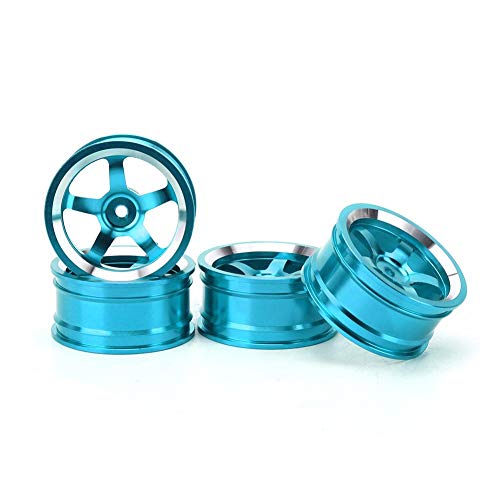 Tbest 4 Stück RC-Auto-Radnaben, 1/10 aus Aluminiumlegierung, Radnaben-Adapter, Felgenadapter, Set für 94123 Tour Drift Auto (blau) von Tbest
