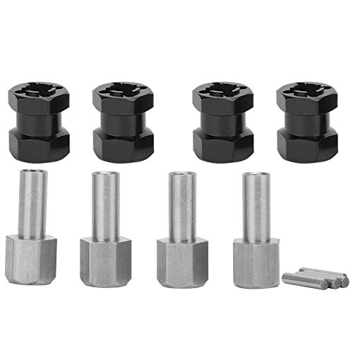 T best Rc Car Hex Adapter, Metall 12Mm Rc Verlängerungsrad Hex Hub Driver Adapter Für D90 Ax10 Cc01 Scx10 F350(Schwarz) Rc Hex 10Mm von Tbest