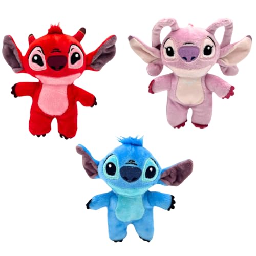 Disney Stitch Kuscheltier Bag Clip 14 cm – Lilo und Stitch Stofftier, Dreaming Stitch Plüschtier, Stitch und Angel Accessoire für Taschen & Schlüssel – Stitch Sachen für Fans (Blau Rot Pink) von TA&MA