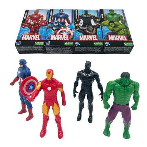 Marvel 4er Figuren Set – Hulk, Captain America, Iron Man & Killmonger – 16 cm Actionfiguren für Sammler, Kinder und Superhelden-Fans – Avengers Spielzeug, Marvel Helden Figuren, Geschenk für Liebhaber Marvel 4er Figuren Set – Hulk, Captain America, Iron Man & Killmonger – 16 cm Actionfiguren für Sammler, Kinder und Superhelden-Fans – Avengers Spielzeug, Marvel Helden Figuren, Geschenk für Liebhaber von TA&MA