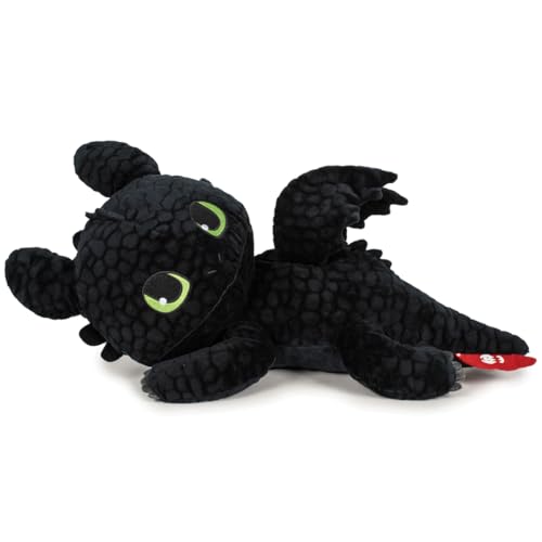 TA&MA Drachenzähmen leicht gemacht – schwarzer Nachtdrache inspiriert von Ohnezahn – Kuscheltier & Stofftier – Verschiedene Modelle & Größen – weiches Plüschtier für Kinder & Fans (Liegend 30 cm) von TA&MA