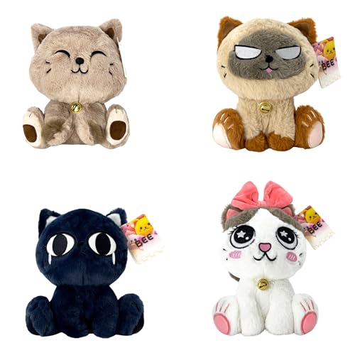 TA&MA Kuscheltier Katze 24 cm – Weiches Plüschkatze Stofftier – Süße Cartoon Kätzchen Plüschfigur – Kuschelige Schmusekatze Geschenk für Kinder & Katzenliebhaber (Schwarz) von TA&MA