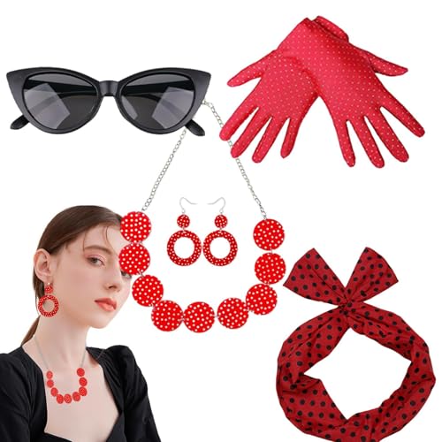 TABSIRAH 50er Jahre Kostüm, Polka Dots Zubehör, Retro Disco Outfit Frauen Party Outfits für Frauen Mädchen Freunde TABSIRAH 50er Jahre Kostüm, Polka Dots Zubehör, Retro Disco Outfit Frauen Party Outfits für Frauen Mädchen Freunde von TABSIRAH