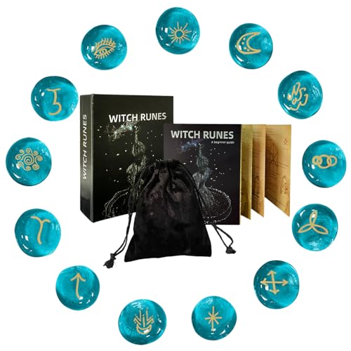 TABSIRAH Runensteine-Set, Wahrsagungssteine, spirituelle Ornamente, Dekorationswerkzeuge mit Anleitung (evtl. nicht in deutscher Sprache) und Tasche für Damen und Herren, Altar, Heidentum-Rituale von TABSIRAH