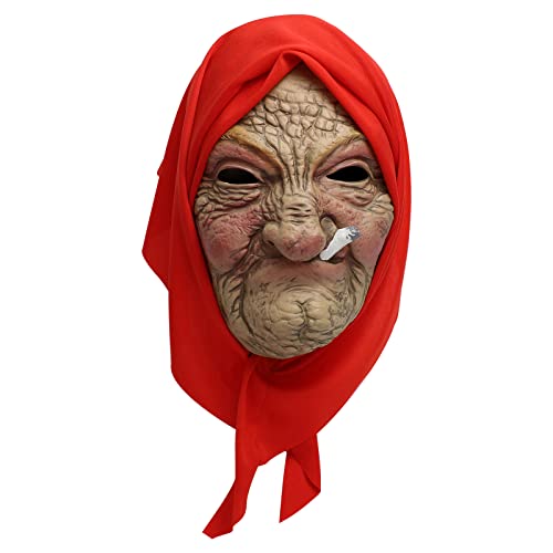 TABTAG Würmer fressen die Augen einer alten Dame, Halloween Horror Maske Alte Frau Hexe Maske Halloween Grusel Horror Cosplay Halloween Maske für Frau von TABTAG