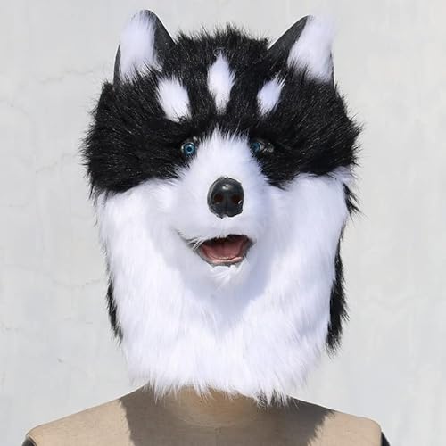 TABTAG Plüschtier Maske, Niedliche Husky Kopfbedeckung für Erwachsene, Supersoft Latex von TABTAG