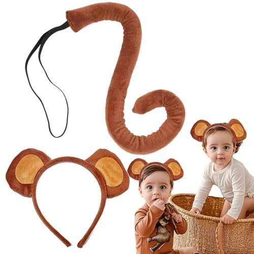 TADAYIM Affen Ohren Und Schwanz Set, Affen Haarreif Mit Schwanz, Tierkostüm Zubehör Für Auftritte Und Verkleidung Accessoires Für Und Mädchen TADAYIM Affen Ohren Und Schwanz Set, Affen Haarreif Mit Schwanz, Tierkostüm Zubehör Für Auftritte Und Verkleidung Accessoires Für Und Mädchen von TADAYIM