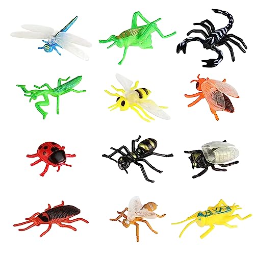 TAFACE 12 Stück simulierte Insekten, sichere Tiermodelle aus Kunststoff, pädagogische 3D-Modelle für Kinder, geeignet für Bildung, Insekten-Themenpartys, Halloween-Partys von TAFACE