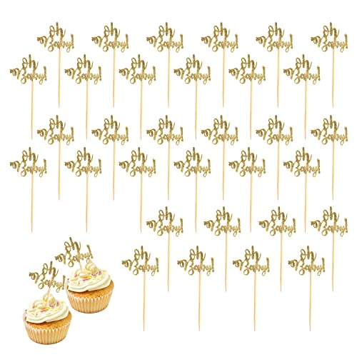 32 Stück Taufkuchen-Plug-Ins, Goldener Glitzer Dekorative Accessoires, Oh Baby Kreativer Kuchen Zylinderhut für Begrüßungspartys, Geburtstagsfeiern, Mottopartys 32 Stück Taufkuchen-Plug-Ins, Goldener Glitzer Dekorative Accessoires, Oh Baby Kreativer Kuchen Zylinderhut für Begrüßungspartys, Geburtstagsfeiern, Mottopartys von TAFACE