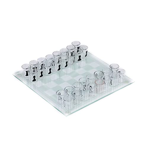 Trinkspiel Schach mit 32 Schnapsgläsern Internationales Schachglas-Schachspiel Internationales Schachspiel-Brett-Set Partyspiel Saufspiel aus Acryl für Erwachsene, Party, Geburtstag, KTV, Bar (35CM) von TAFRRYYG