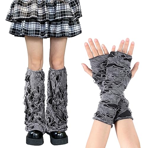 TAGVO Damen Kostüm Set,2 Stücke Gothic Ripped Handschuhe und Stulpen Damen, Handschuhe und Schwarz Oberschenkelhohe Strümpfe für Weihnachten Party Kostüm Cosplay,Schwarz TAGVO Damen Kostüm Set,2 Stücke Gothic Ripped Handschuhe und Stulpen Damen, Handschuhe und Schwarz Oberschenkelhohe Strümpfe für Weihnachten Party Kostüm Cosplay,Schwarz von TAGVO