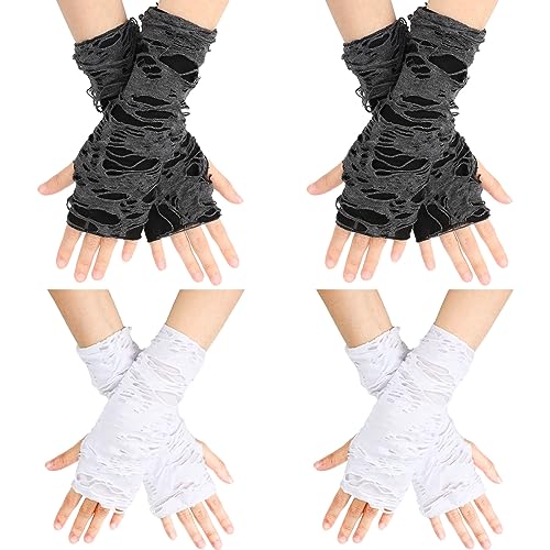 TAGVO Halloween Kurze Handschuhe Punk Handschuhe, 4 Paars Gothic fingerlose Handschuhe, Handgelenkswärmer Fingerlos Cosplay Ripped Handschuhe für Halloween Kostümparty TAGVO Halloween Kurze Handschuhe Punk Handschuhe, 4 Paars Gothic fingerlose Handschuhe, Handgelenkswärmer Fingerlos Cosplay Ripped Handschuhe für Halloween Kostümparty von TAGVO