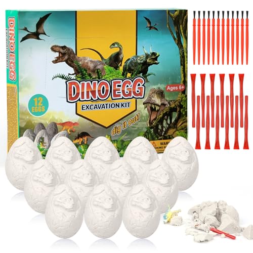 TAIHOBO 12 Stück Dino Ei Spielzeug, Dino Ausgrabungsset für Kinder, Dino Eier zum Ausgraben, Lernspielzeug für Kinder, Dinosaurier Spielzeug aus Gips Kunststoff für ab 3 Jahren Jungen Mädchen TAIHOBO 12 Stück Dino Ei Spielzeug, Dino Ausgrabungsset für Kinder, Dino Eier zum Ausgraben, Lernspielzeug für Kinder, Dinosaurier Spielzeug aus Gips Kunststoff für ab 3 Jahren Jungen Mädchen von TAIHOBO