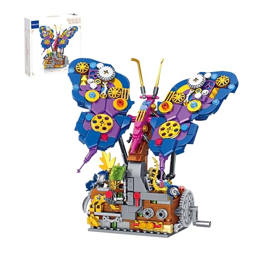TAIKONLAB Steampunk Schmetterling Bauklotzset Spielzeug, kreatives mechanisches Verbindungssystem mit Flügelschlagen für Tiermodelle, Klemmbausteine für Kinder und Erwachsene (594 Teile) von TAIKONLAB