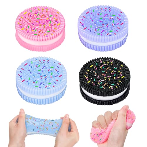 4 Stück Oreo Squishy, Squishy Oreo mit Zuckerstreuseln Buntes Taba Squishy Keks Stressabbau Spielzeug, Ultraweiches Antistress Spielzeug für Erwachsene zum Kneten und Entspannen von TAIXING