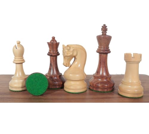 Das Leningrad Staunton Schachspiel aus goldenem Palisander - Schachfiguren aus Holz in Clubgröße gewichtete Schachfiguren von TAJ CHESS STORE