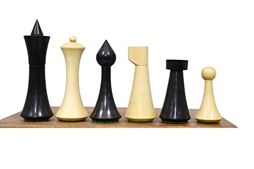 Einzigartige, minimalistische Hermann Ohme Schachfiguren, Ebonisiert und natürlicher Buchsbaum, 2 zusätzliche Königinnen TAJ Chess Store von TAJ CHESS STORE