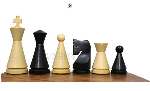 Nur beschwerte russische Schachfiguren – Kegel minimalistische Schachmänner | handgefertigte minimalistische gewichtete Schachfiguren mit 2 zusätzlichen Königinnen | König 10,4 cm von TAJ CHESS STORE