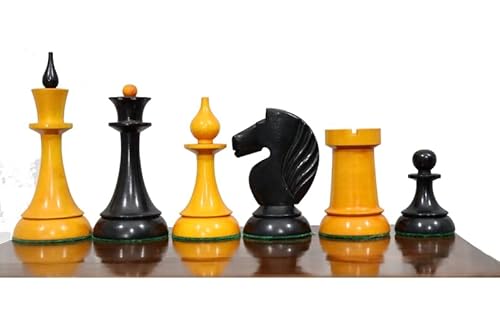 Nur gewichtete Schachfiguren der Russischen UdSSR, 1950er sowjetisch-lettisch reproduziertes gewichtetes Schach-Set aus Ebonisiertem Buchsbaum und antikem Buchsbaum, 10,4 cm König Nur gewichtete Schachfiguren der Russischen UdSSR, 1950er sowjetisch-lettisch reproduziertes gewichtetes Schach-Set aus Ebonisiertem Buchsbaum und antikem Buchsbaum, 10,4 cm König von TAJ CHESS STORE