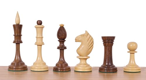 Russisches sowjetisches Averbakh Schachset - eine ikonische sowjetische Serie gewichtete Schachfiguren aus goldenem Palisander mit zusätzlichen Königinnen von TAJ CHESS STORE