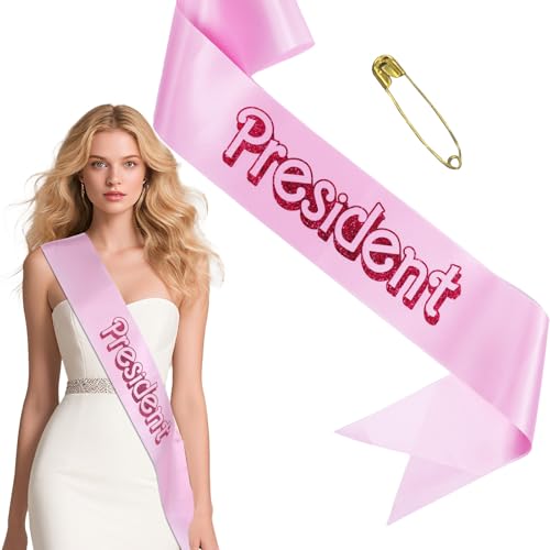 TAKEALOOKO Präsident Rollenspiel Schärpe für Frauen – Rosa Glitzer Buchstaben Schärpe mit Anstecknadel, lustige Stola für weibliche Kostüm-Accessoires, Halloween-Events, Cosplay, Wahl-Party-Dekor, 160 TAKEALOOKO Präsident Rollenspiel Schärpe für Frauen – Rosa Glitzer Buchstaben Schärpe mit Anstecknadel, lustige Stola für weibliche Kostüm-Accessoires, Halloween-Events, Cosplay, Wahl-Party-Dekor, 160 von TAKEALOOKO